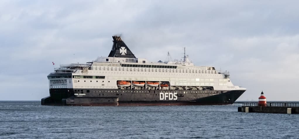 Copenhagen-Oslo's ferry Pearl Seaways crossing Baltic Sea
