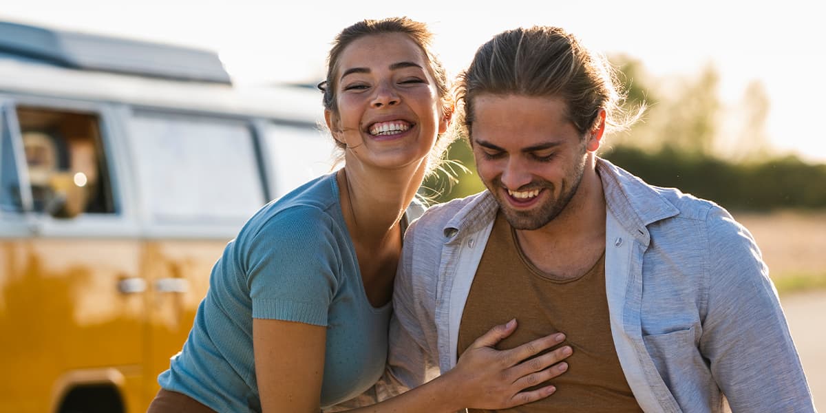 Couple smiles