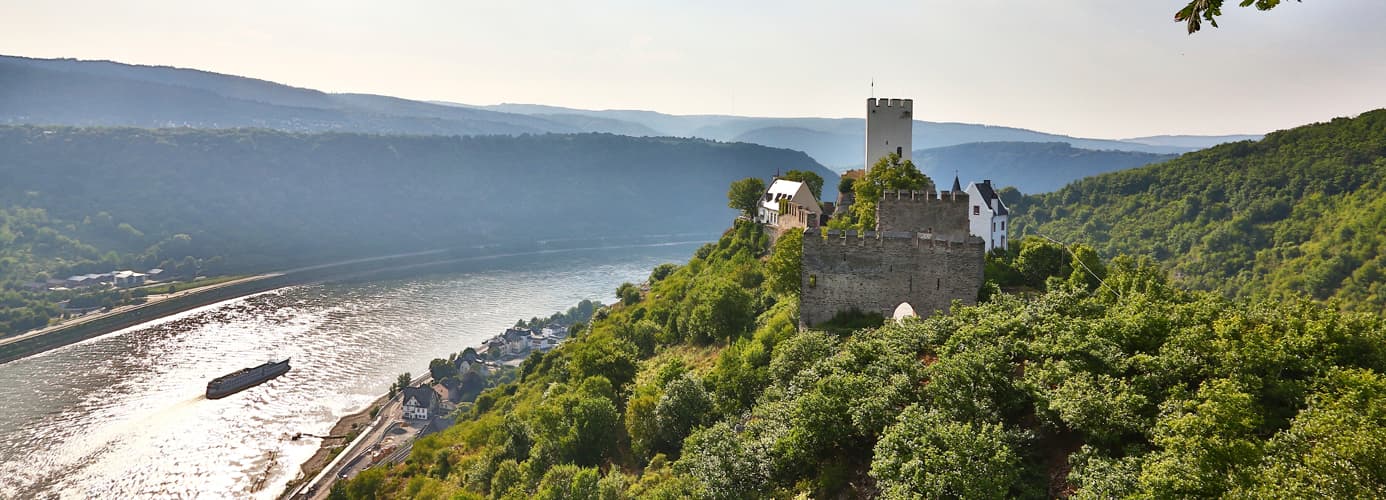 Destination Germany Moselle and Rhine valley, castle overlooking the river