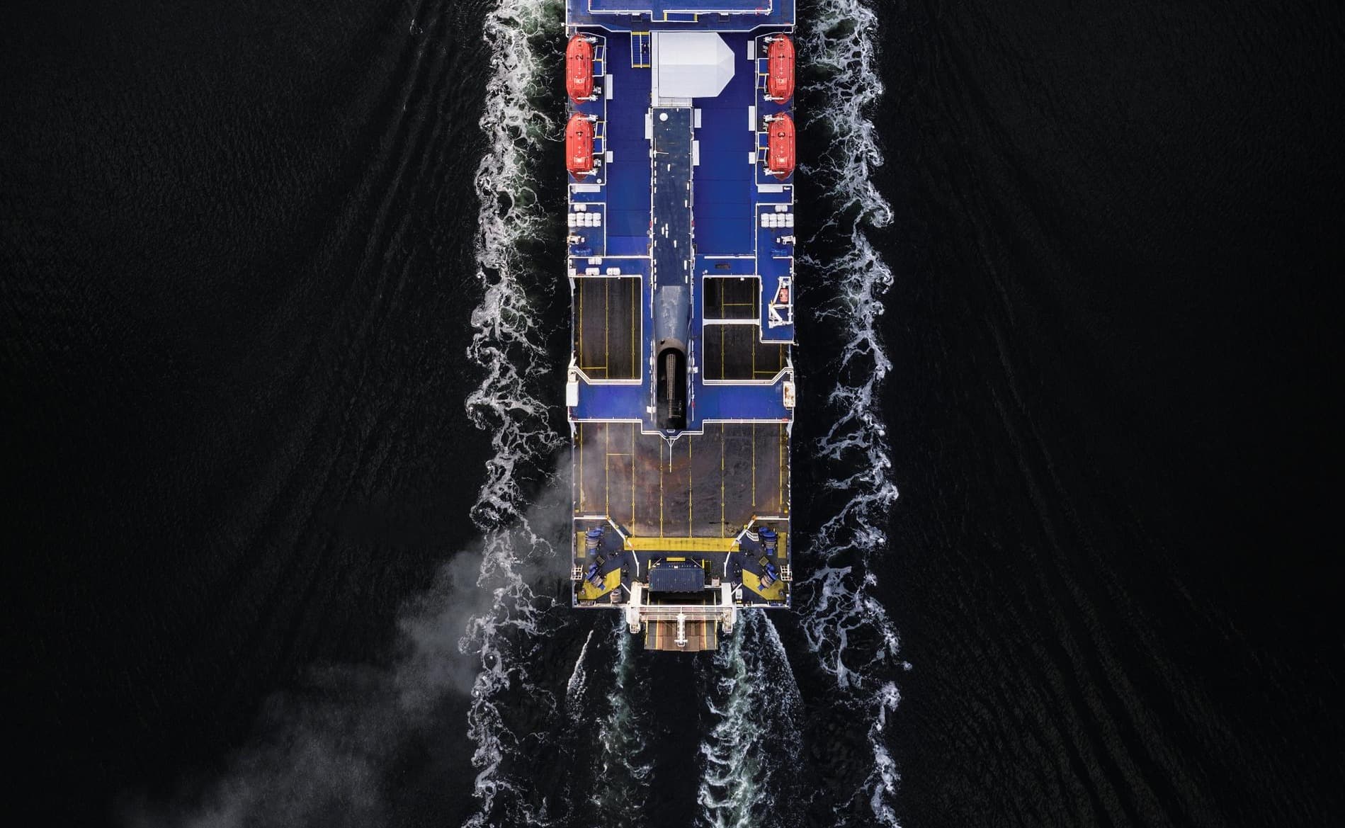 DFDS ship sailing at sea.