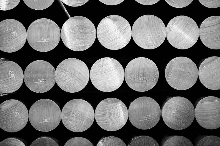 Stacked metal rods.