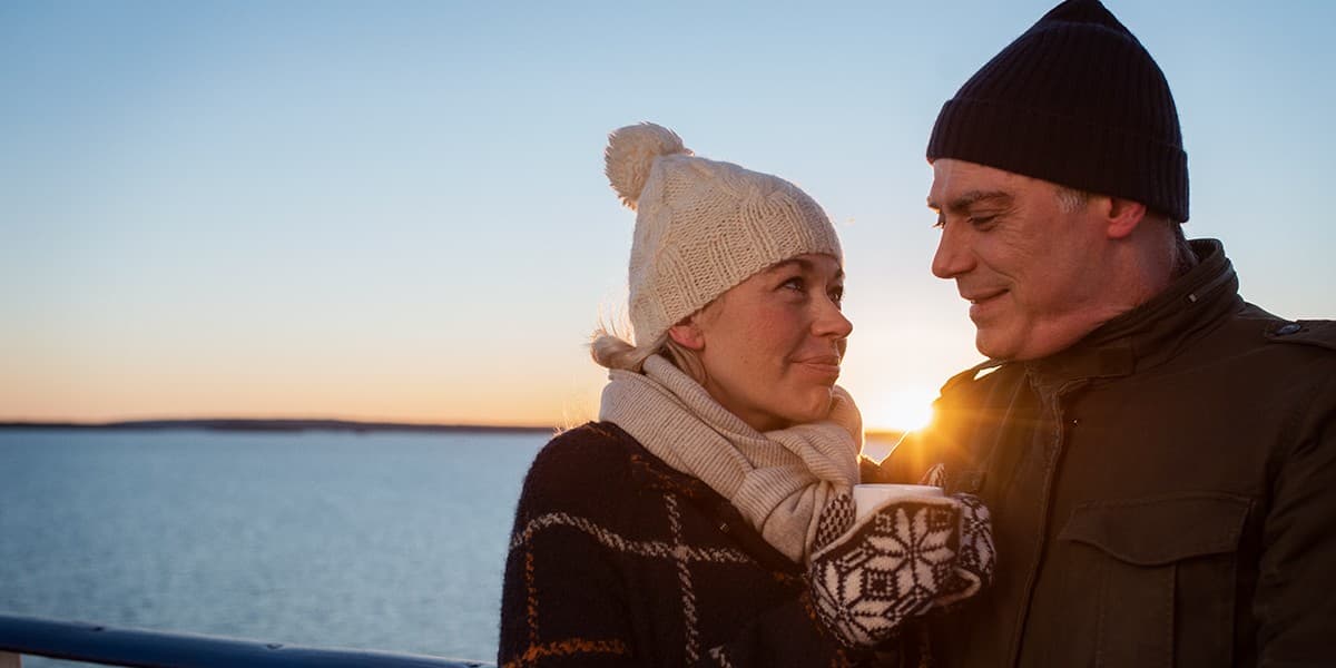 Couple on deck - wintertime